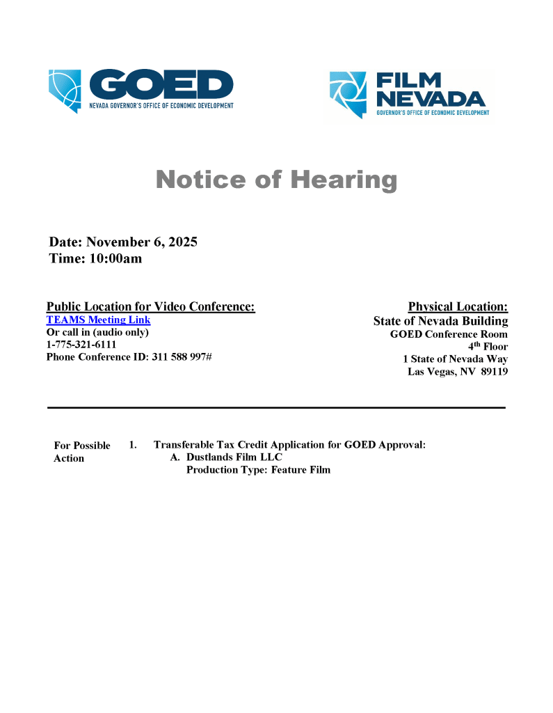 Notice of Hearing November 6 2025 Page 1